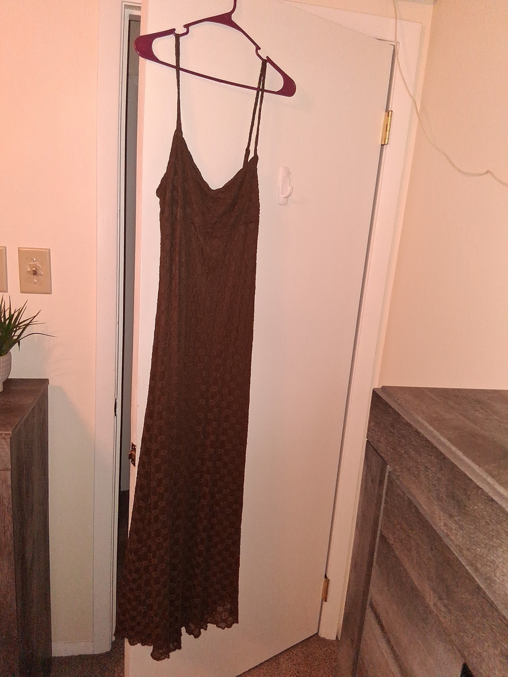 No Boundaries Brown Lace Maxi Slip Dress